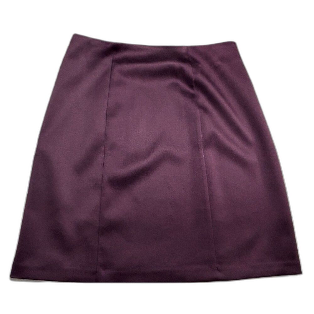 LOFT Petites Plum Purple A Line Mini Skirt Women's 2P Front Side Slit Minimalist - Picture 3 of 9
